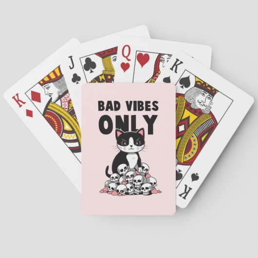 Bad Vibes Only – 猫とスカル トランプ (裏面)