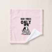 Bad Vibes Only – 猫とスカル バスタオルセット (ウォッシュタオル)