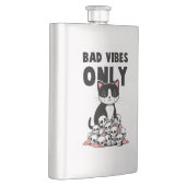 Bad Vibes Only – 猫とスカル フラスク (右)