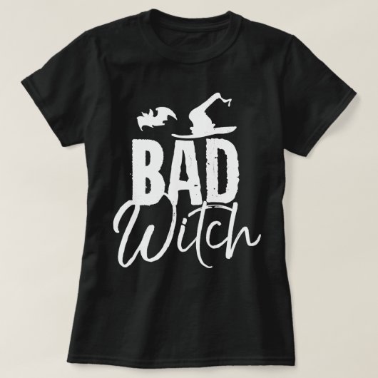 Bad Witch Funny Halloween Party Couples Costume Lo Tシャツ (デザイン正面)