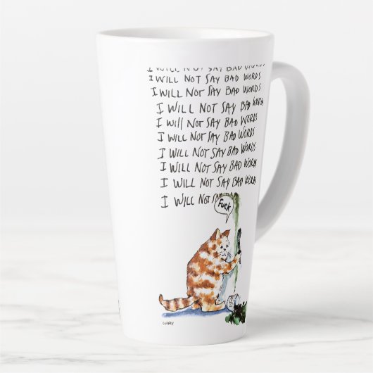 Bad Word Cat カフェラテマグ (右アングル)