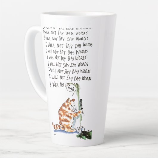Bad Word Cat カフェラテマグ (左アングル)