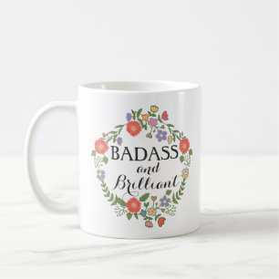 Badassおよび華麗でおもしろいなヒップスターのユーモアの花柄 コーヒーマグカップ