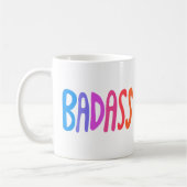 BADASSかわいいカラフルおもしろいレタリング コーヒーマグカップ (左)