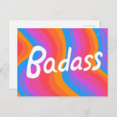 BADASSとカラフルカッコいいおもしろいストライプ ポストカード (正面/裏面)