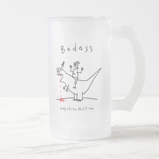 Badassの恐竜の人 フロストグラスビールジョッキ (右)