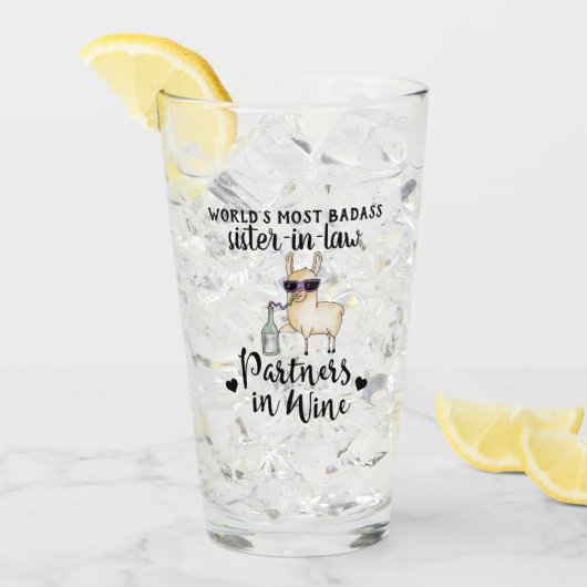 BADASSの義理の姉妹のパートナーWine Llama おもしろい タンブラーグラス (アイス正面)