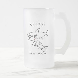 Badassの鮫の人 フロストグラスビールジョッキ
