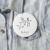 Badassの鮫の穿孔器 缶バッジ (インサイチュ)