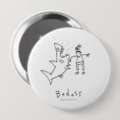 Badassの鮫の穿孔器 缶バッジ (正面&裏面)