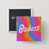 BADASSカラフルおもしろいカッコいい手錠 缶バッジ (正面&裏面)