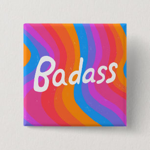 BADASSカラフルおもしろいカッコいい手錠 缶バッジ