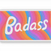 BADASSカラフルおもしろいレタリングストライプ シール (正面)