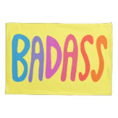 BADASSカラフルとカッコいいおもしろい黄 枕カバー (裏面)