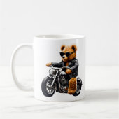 Badass Biker Teddy Bear Art – Funny Leather-Clad コーヒーマグカップ (左)