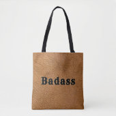 Badass Brown Faux Rawhide Western Look Tote トートバッグ (正面)
