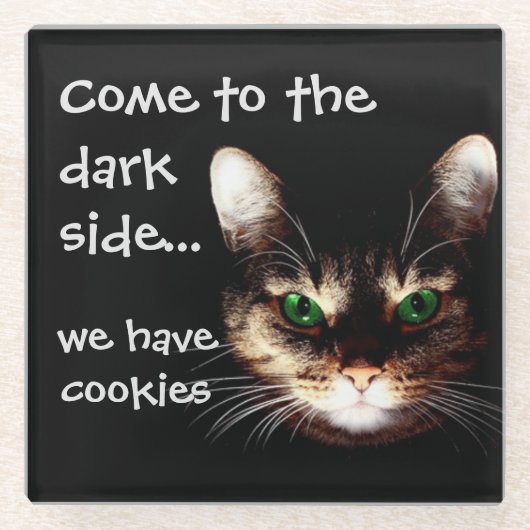 Badass Cats - 「Dark Side has Cookie」(ダークサイドにクッキーがあ ガラスコースター (正面)