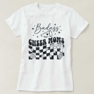 Badass Cheer Moms Club Retro Groovy Megaphone Star Tシャツ