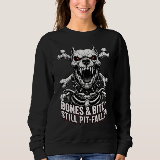 Badass Skeleton Bulldog Gothic Skull スウェットシャツ (正面)