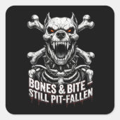 Badass Skeleton Bulldog Gothic Skull スクエアシール (正面)