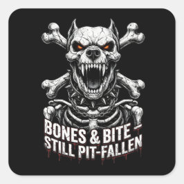 Badass Skeleton Bulldog Gothic Skull スクエアシール