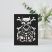 Badass Skeleton Bulldog Gothic Skull ポストカード (スタンド正面)
