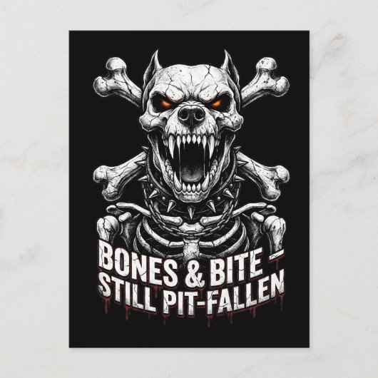 Badass Skeleton Bulldog Gothic Skull ポストカード (正面)