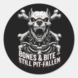 Badass Skeleton Bulldog Gothic Skull ラウンドシール