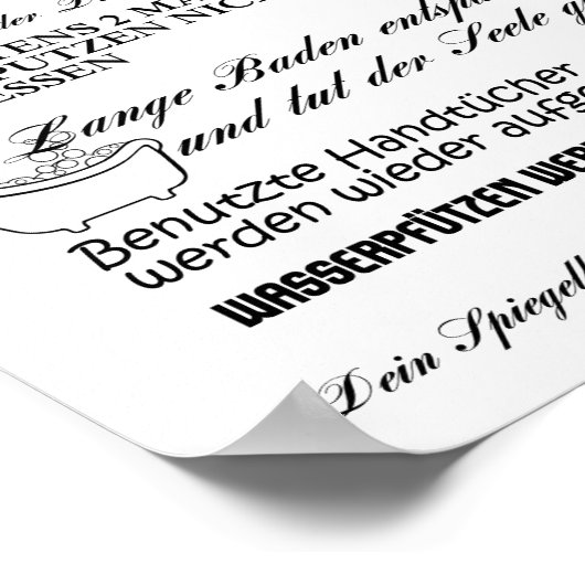 Badezimmerregeln - Regeln fürs Bad ポスター (角)