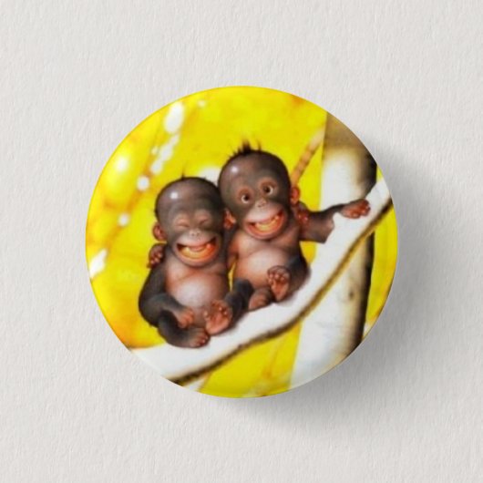 badge bébés orang-outan rigolo 缶バッジ (正面)