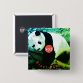 badge carré Panda - grand 缶バッジ (正面&裏面)