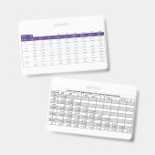 Badge Credit Card Sized Knock Out Layout Table バッジ (正面＆裏面)