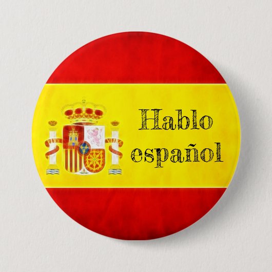 Badge drapeau Espagne "Hablo español" 缶バッジ (正面)