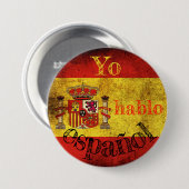 Badge drapeau Espagne "Yo hablo español" 缶バッジ (正面&裏面)