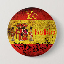 Badge drapeau Espagne "Yo hablo español"