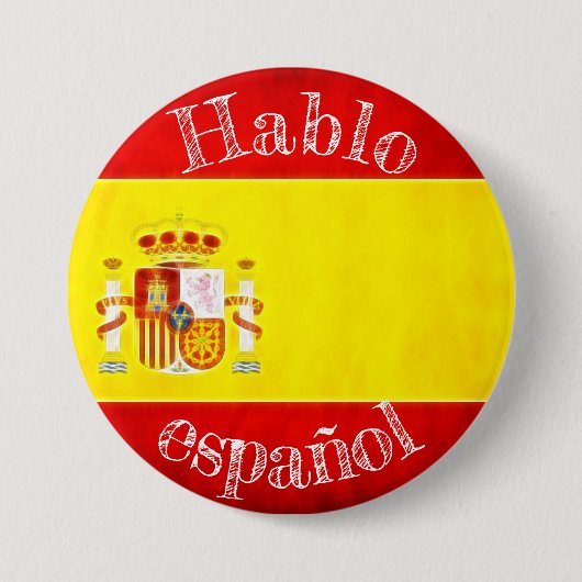 Badge drapeau hablo español 缶バッジ (正面)