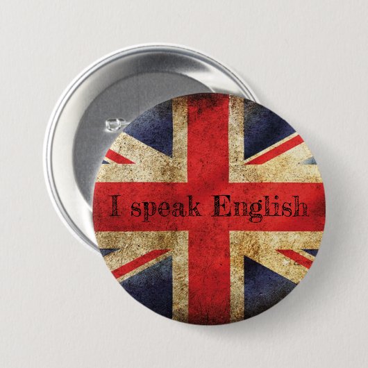 Badge drapeau I speak English 缶バッジ (正面&裏面)