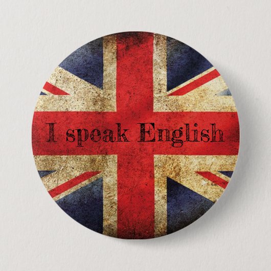 Badge drapeau I speak English 缶バッジ (正面)