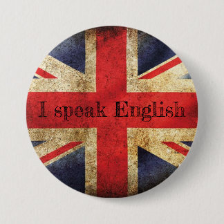 Badge drapeau I speak English 缶バッジ