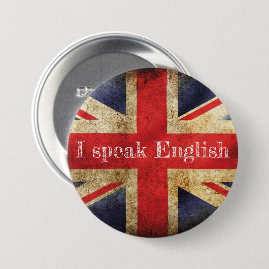 Badge drapeau I speak English 缶バッジ (正面&裏面)