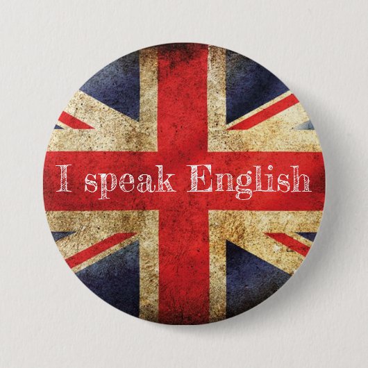 Badge drapeau I speak English 缶バッジ (正面)