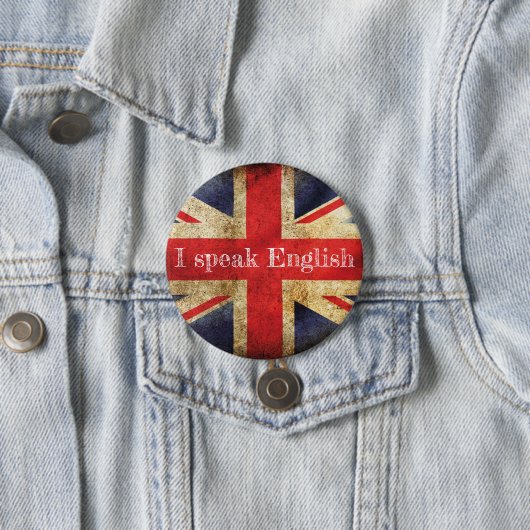 Badge drapeau I speak English 缶バッジ (インサイチュ)