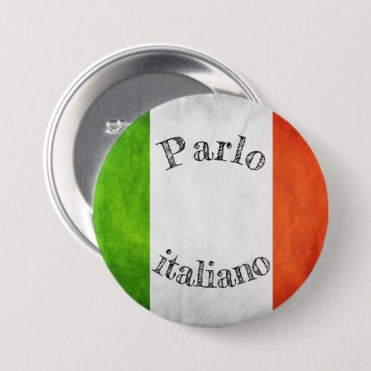 Badge drapeau parlo italiano 缶バッジ (正面&裏面)