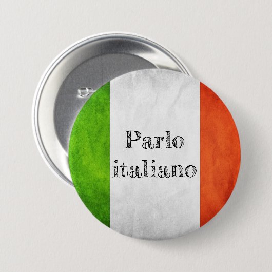 Badge drapeau parlo italiano 缶バッジ (正面&裏面)