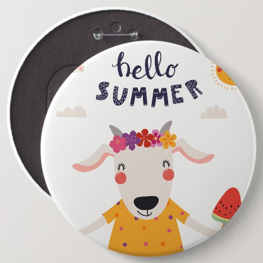 Badge " Hello Summer " 缶バッジ (正面&裏面)