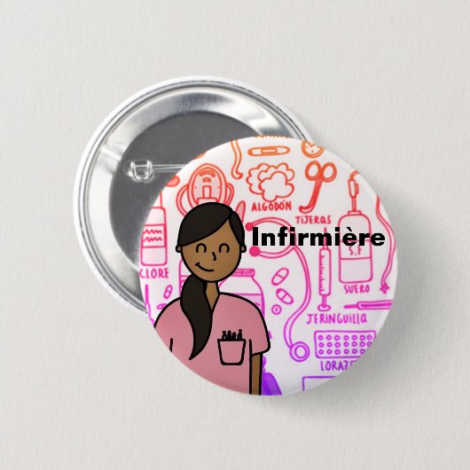 Badge Infirmière 缶バッジ (正面&裏面)