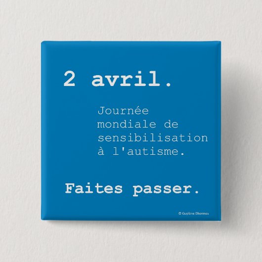 Badge Journée mondiale de l'autisme 缶バッジ (正面)