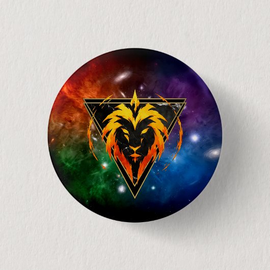 Badge Lion Zodiaque Cadeau Astrologie 缶バッジ (正面)