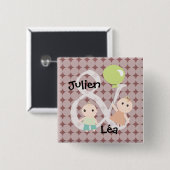 Badge naissance jumeaux fille garcon ballon 03 缶バッジ (正面&裏面)