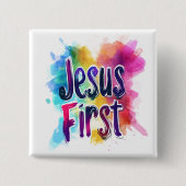 Badge personnalisé "Jesus First" 缶バッジ (正面)